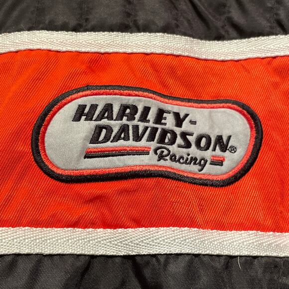 Harley-Davidson Black Nylon Racing Jacket | Orange Red Stripe 2007, M Vintage - Picture 5 of 13